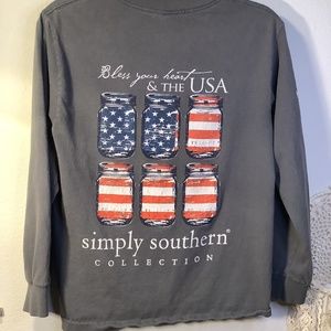 Simply Southern Long Sleeve Grey Women’s Bless Your Heart & The USA Size S